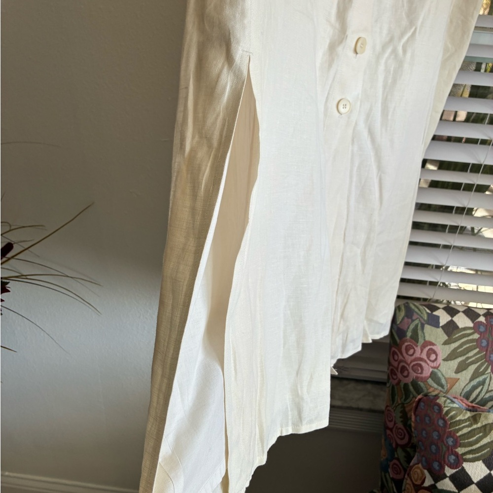 Talbots Cream Button-Front Midi Skirt - Picture 4 of 6